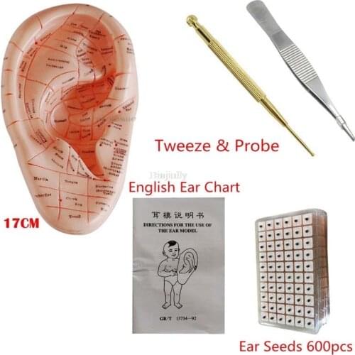 Vaccaria Ear Seeds Package Ears Stickers Acupuncture Needle Auricular Paster Press Seeds With 17cm English Ear Model