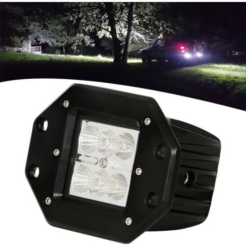 18W Led Work Light Flush Mount Pods Car Lighting Square Flood Spot Driving for Offroad Trailer Tractor Pickup SUV 4WD 4x4