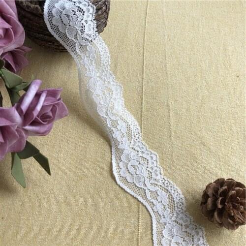 S1863 4.5cm high quality beige lace fabric lace ribbon elastic trim trimmings for sewing accessories