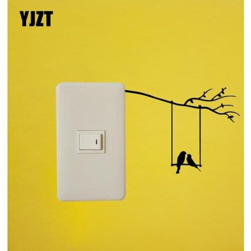 YJZT Funny Cartoon Vinyl Switch Sticker Wall Decal Home Decoration Love Birds Tree Animals 17ss0356