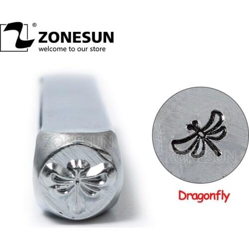 ZONESUN Dragonfly Jewelry Stamping Metal Alphabet LOGO Steel Stamps Mold Marking Tool Punch Die For Gold Ring Bracelet Necklace