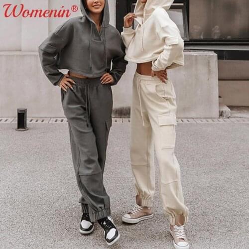 Hooded Casual Fleece Womens Tracksuit Suit 2 Piece Set 2021 Autumn Long Sleeve Sweatshirt Straight Pants Female Fashion Suits