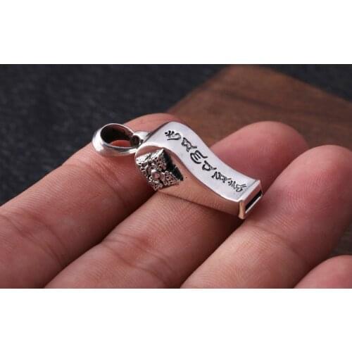 925 Sterling Silver Vajra work voice whistle pendant charm jewelry A4891