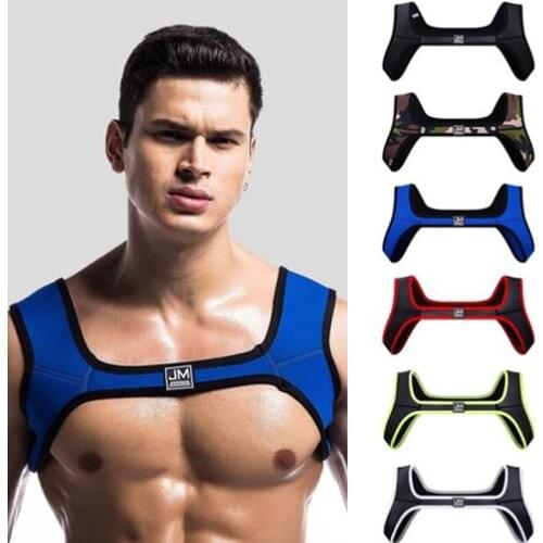 1 PC Neoprene harness Sports Shoulder Straps Muscle Exercise Protective Gear Support Sexy Tank Top Gay Wear Mens Fitness