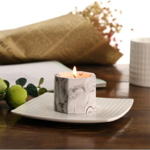 1PCS Octagonal Gypsum Cup Aromatherapy Candles Morandi Color Scented Candle Coconut Wax Plant Wax Soy Wax Mineral wax 55*45mm