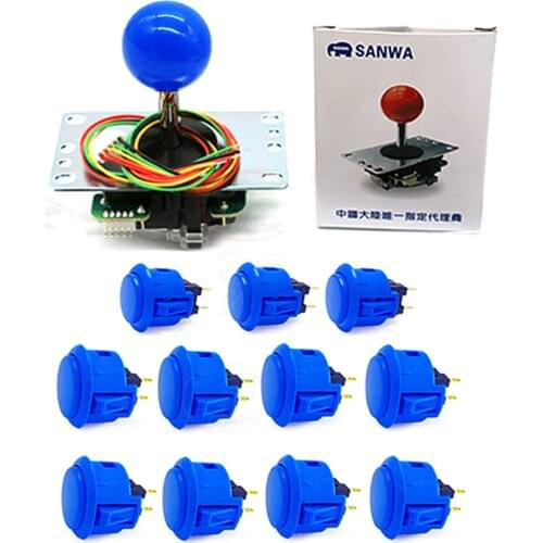 1 PCS Japan Original Sanwa JLF-TP-8YT Joystick + 8 PCS OBSF-30 Push Buttons + 3 PCS OBSF-24 Arcade DIY Kits
