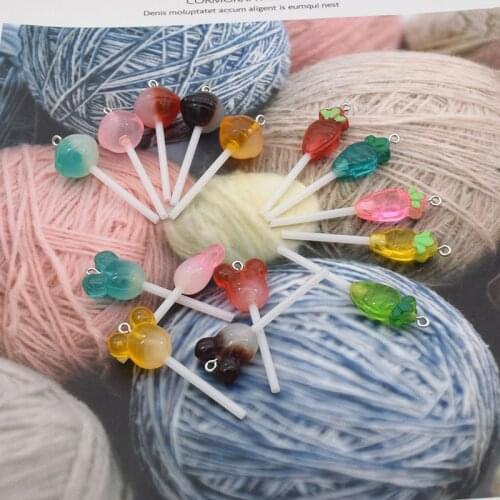 10pcs/pack Colorful Lollipop Candy Resin Charms DIY Earring Fashion Jewelry Accessories