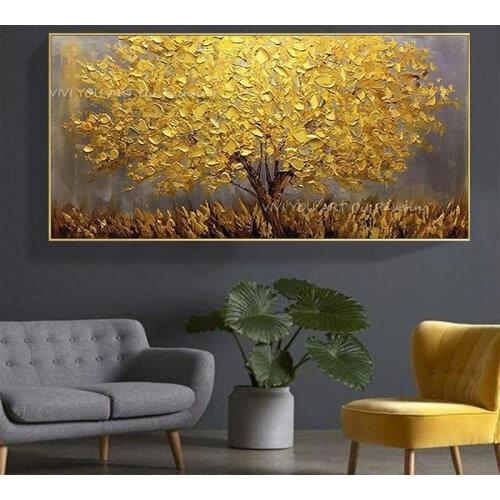 Nordic Creative White Big Tree Foil Wall Art Nature Canvas Handpainted Modern Abstract Painting Wall Pictures for Living Room