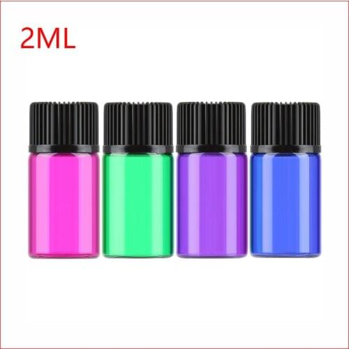 2ml colorful Refillable Portable Perfume Essential Oil Glass Bottle Travel Empty Cosmetic Packaging Container 300pcs/lot