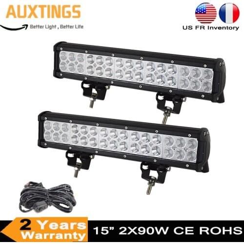 2PCS 15inch 90W COMBO Offroad Led work Light bar 12 volt led driving light for Off Road car light bar pickup 4wd 4x4 car
