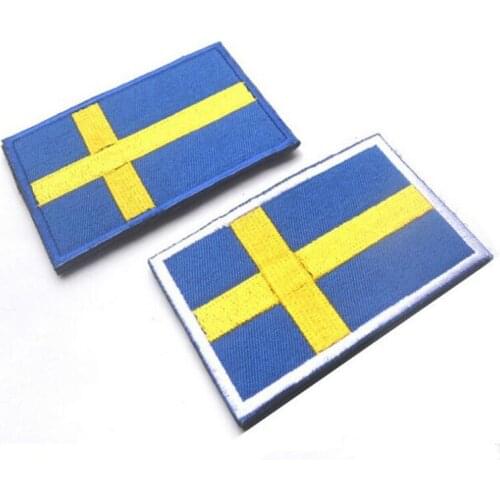 2 Types European Sweden Flag Patches 3D stickers Personality Embroidery design badges customized for clothes clothing