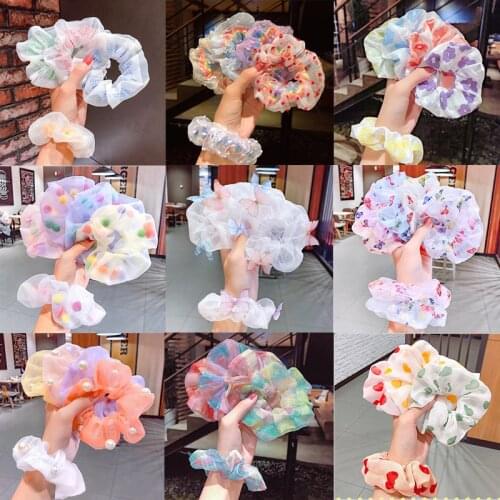 5/3/2PCS/Set Sweet Chiffon Butterfly Cloud Scrunchies Pack Women Headband Ponytail Holder Giant Hair Bands Rope Hair Accessories