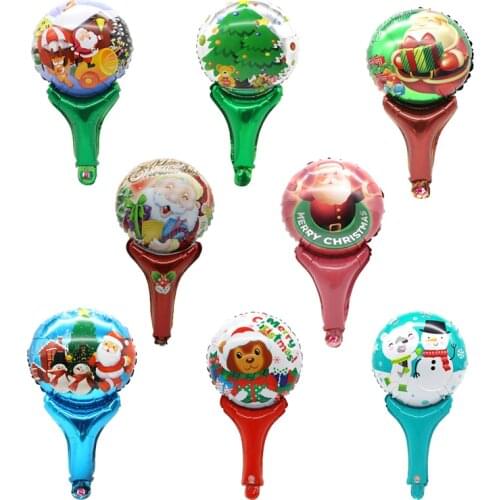 50pcs Christmas Party Hand Stick Balloon Celebrate New Years Christmas Children‘s Toys Stick Balls Decor Supplies Wholesales