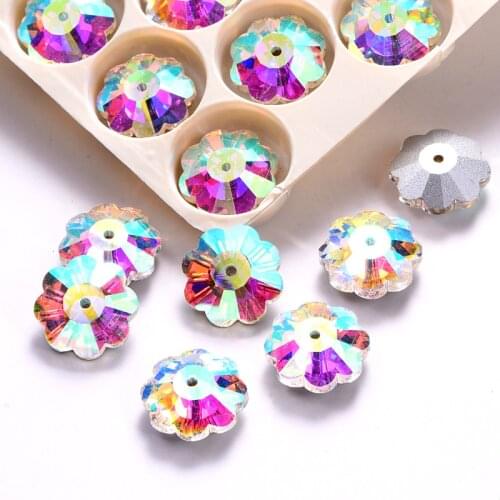 8mm 100PCS Plum Flower Shapes Clear Sew On Rhinestones Pointback Sew-on Stone Crystals Strass For Garment Decoration Y1133