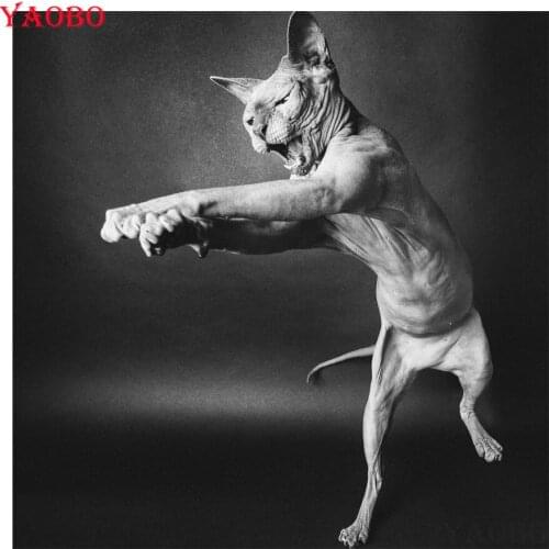 DIY 5D Diamond Mosaic pet cat 3d Diamond Painting Animal Sphynx Cross Stitch full square round drill Diamond Rhinestone Pictures