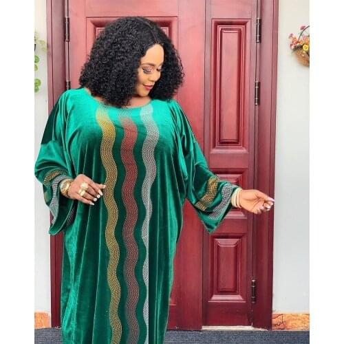 Velvet African Dresses For Women Spring Autumn Africa Clothing Muslim Long Maxi Dress High Quality Fashion African Dress Lady