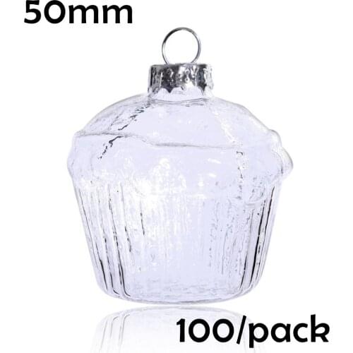 Free Shipping DIY Paintable Christmas Decoration Ornament/Ball 50mm Glass Cake, 100/Pack