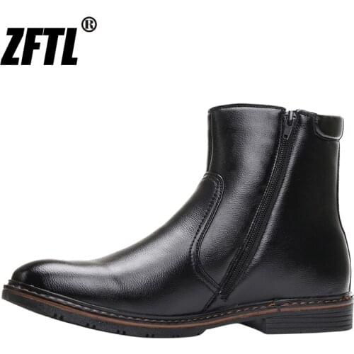 ZFTL Mens Ankle snow boots Man Chelsea boots slip on Russia winter warmly large size black Male plus fur Ankle casual boots