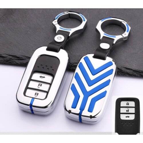 Alloy leather Car Key Case Cover holder for Honda Accord 9 Crider City 2015 2016 HRV CRV Vezel Spirior Odyssey Civic Fit Jade