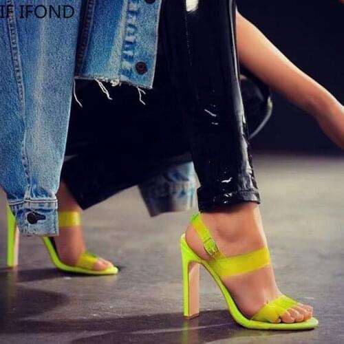 IF IFOND Sexy Open Toe Women Shoes 11cm High Heels Transparent Pvc Sandals Woman Summer Sandals Pumps Shoes Size 41 42