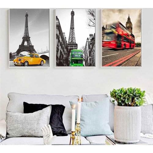 HAOCHU Street View Big Ben Canvas Painting For Living Room Home Decor Painting Print Poster Simple Nordic Wall Picture