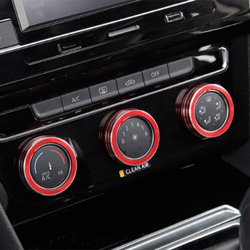 For Volkswagen VW Tiguan L Lamando Aluminum Alloy AC Switch Buttons Cover Air Condition Control Knob Ring Trim