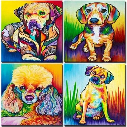 Paint By Numbers Animals Oil Painting Art Diy Coloring By Number Coloful Dog Adults Kits Modern Wall Artworks Decor Paintings
