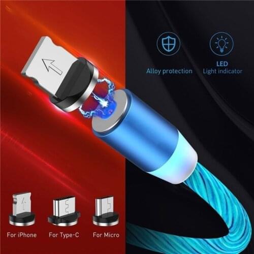 Magnetic Flowing Light LED Cable Micro USB Type C Fast Charging Wire Cord For Huawei Samsung Android Phone Charger Cables 30