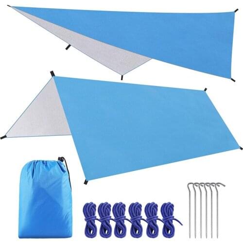 Silver Coated Outdoor Canopy Multifunction Waterproof Moistureproof Sunshade Rainproof Sunscreen Beach Shade Camping Sun Shelter