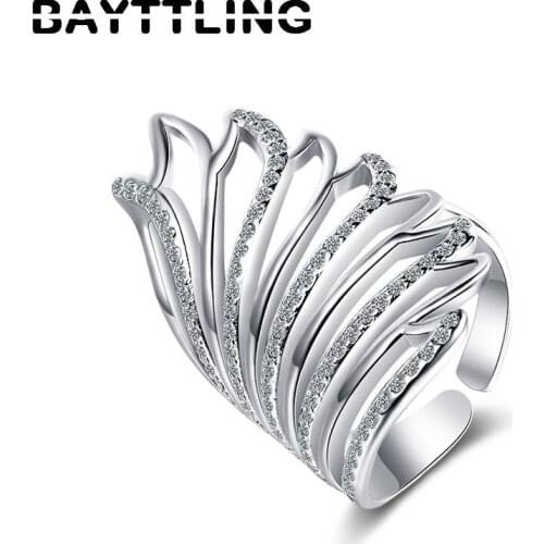 BAYTTLING New 925 Sterling Silver Exquisite Angel Wings Zircon Ring Fashion Woman Luxury Jewelry Couple Gift