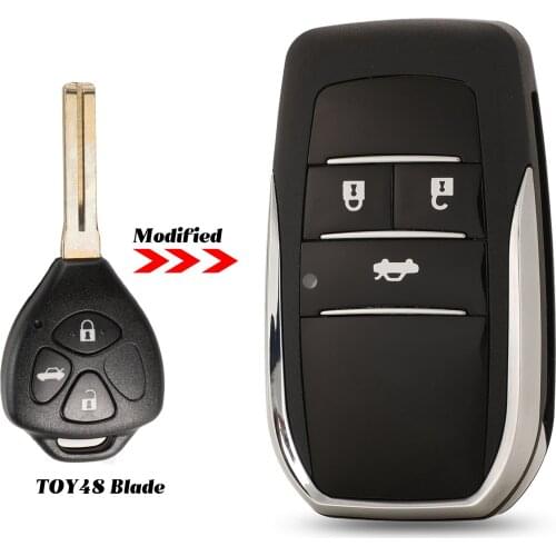 Jingyuqin Upgrade 3Button Folding Remote Car Key Shell FOB For Toyota Crown Camry Corolla Reiz RAV4 With TOY48 Blade Replacement