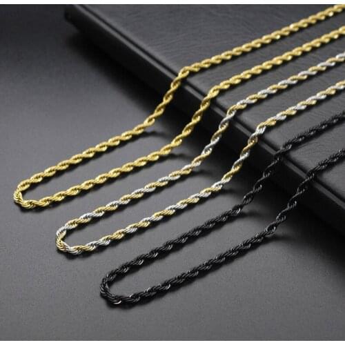 Mens Stainless Steel Curb Cuban Necklace 3mm 4MM 5mm gold black Flat women cute men chain snake Necklace trends Jewelry Gifts