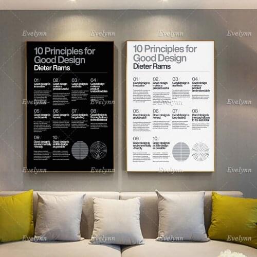 Poster 10 Principles For A Good Design,Dieter Rams,Braun,Helvetica,Quote,Modern Wall Art, Industrial Design Home Decor Prints