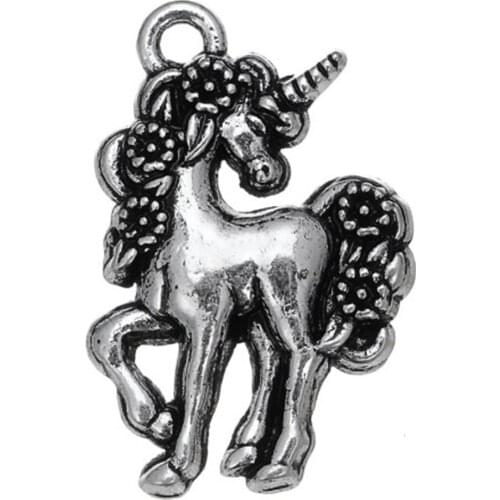 Unicorn charms 2021 zinc alloy fancy animal tibetan silver kawaii diy pendants jewelry making necklace charms for jewelry making