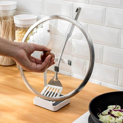 JP Kitchen Shelves Pot Lid Rack Kitchen Rack Sitting Type With Drain Pan Spoon Rack Multifunctional Pot Lid Rack Inclined