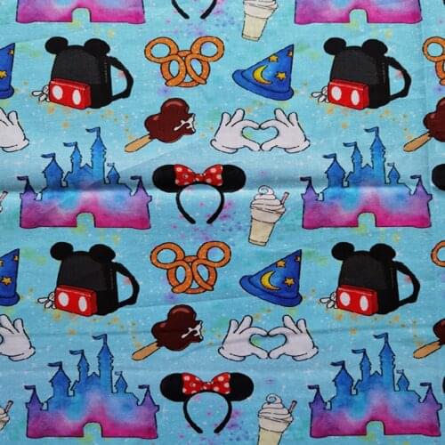 Mouse Hair Band Backpack Gloves Ice Cream 100% Cotton Fabric for Girl Clothes Bedding Set Hometextile Cushion Cover Backpack DIY