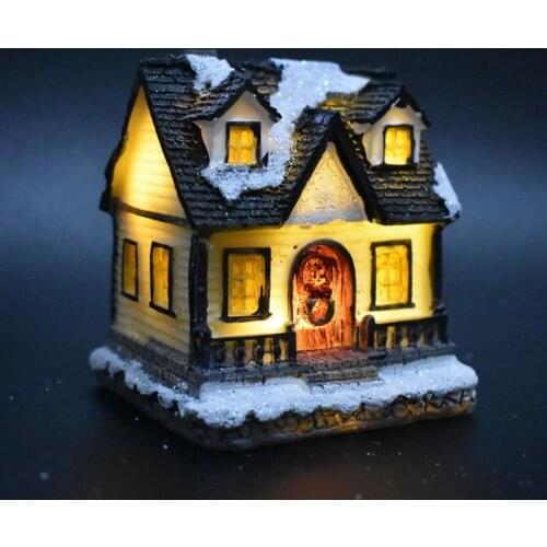 Christmas Decoration Night Light Non-toxic Luminous Cottage with Lamps Dreamy European Style Mini House Decor Ornaments Props