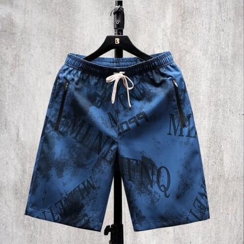 Summer Men Camouflage letter sports shorts elasticity quick dry large size 6XL 7XL casual thin cool skateboard shorts blue 56 58