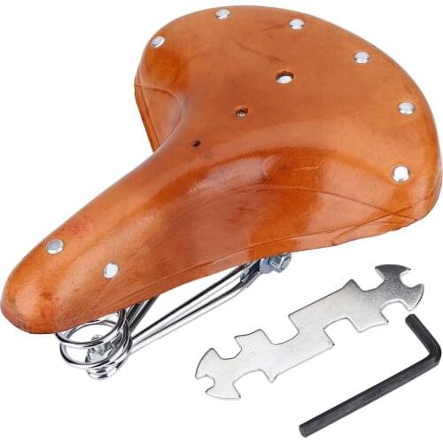 Universal Rivets Cowhide Mountain Bike Seat Durable Springs Bicycle Saddle Comfortable Bicycle Saddle