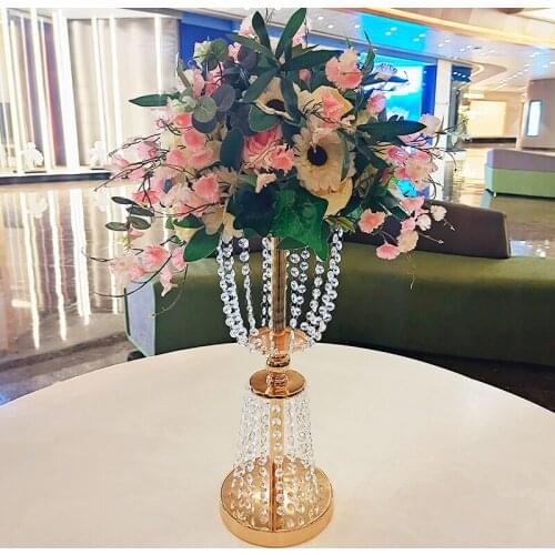 Upscale Crystal Bead Curtain Cited Wedding Ceterpieces Table Decoration Candlestick Welcome area Decoration Props