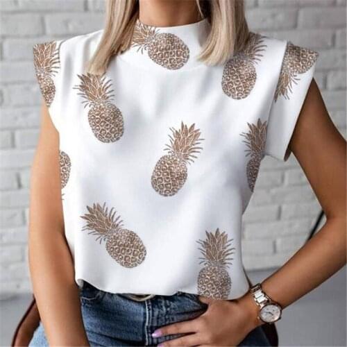 2020 New Women Harajuku T-shirt Summer Short Sleeve Pullover Top Female Tee Top Personality Printed Stand Collar T-shirt Outfits