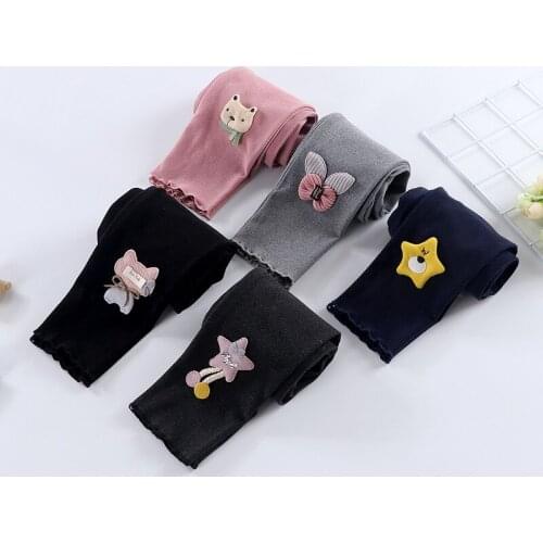 1-8 Years Spring Fall Girls Leggings Cotton Trousers Fille Kids Pants Skinny Print Cartoon Pattern Children Leggings Trousers