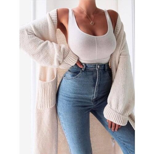 SRUBY suéter de gran tamaño con bolsillo de Rebeca tejida para mujer,abrigo largo cálido,chaqueta holgada marrón,ropa informal