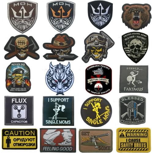 Skull Badges Embroidery Hook Patches Military Tactical Patch Armbands Clothes Accessories