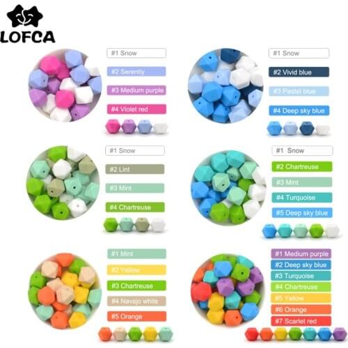 LOFCA 10pcs 14mm Mini Hexagon Silicone Beads Food Grade Teething Food Grade BPA Free Silicone Teether Toy Pacifier