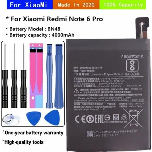 2020 Years 4000mAh BN48 Phone Battery for Xiaomi Redmi Note 6 Pro Note6 Pro Replacement Batteries Rechargeable Batteries