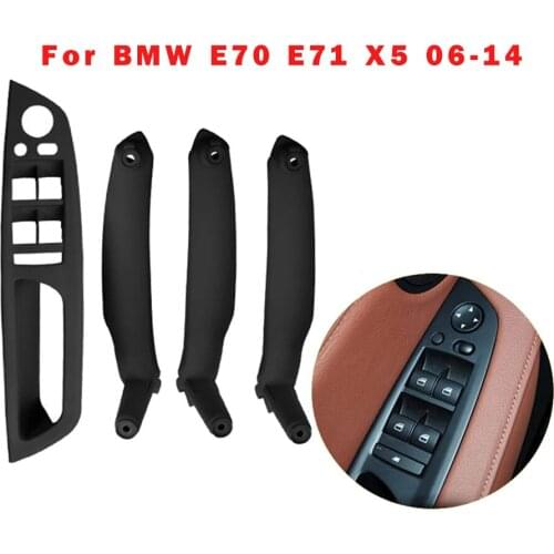 4pcs Left Hand Drive For BMW X5 E70 E71 2006-2014 Black Armrest Car Left Right Interior Door Handle Inner Panel Pull Trim Cover