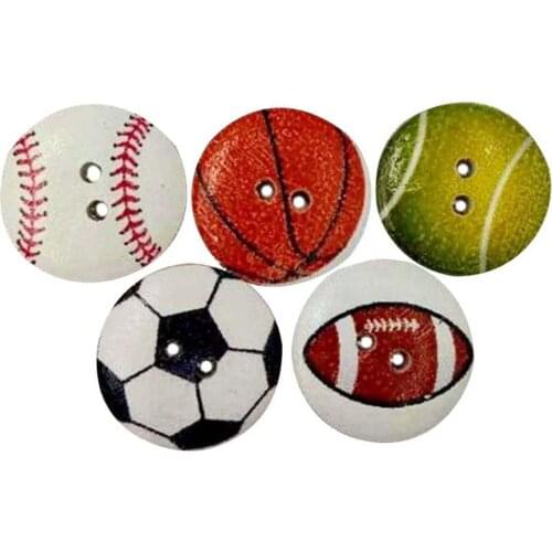 50Pcs Round Ball Printing 2 Holes Wooden Buttons DIY Sewing Craft Scrapbooking Decor Wholesale Wood Button