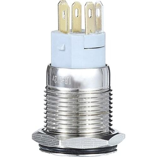 CAR RED LED 12V 3A FLUSH LIGHT ON-OFF PUSH METAL SWITCH RING BUTTON