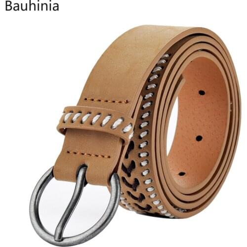 Bauhinia Casual Personality Woven Semicircle Alloy Pin Buckle Belt 105cm 115cm High Quality All-match Dress Belt